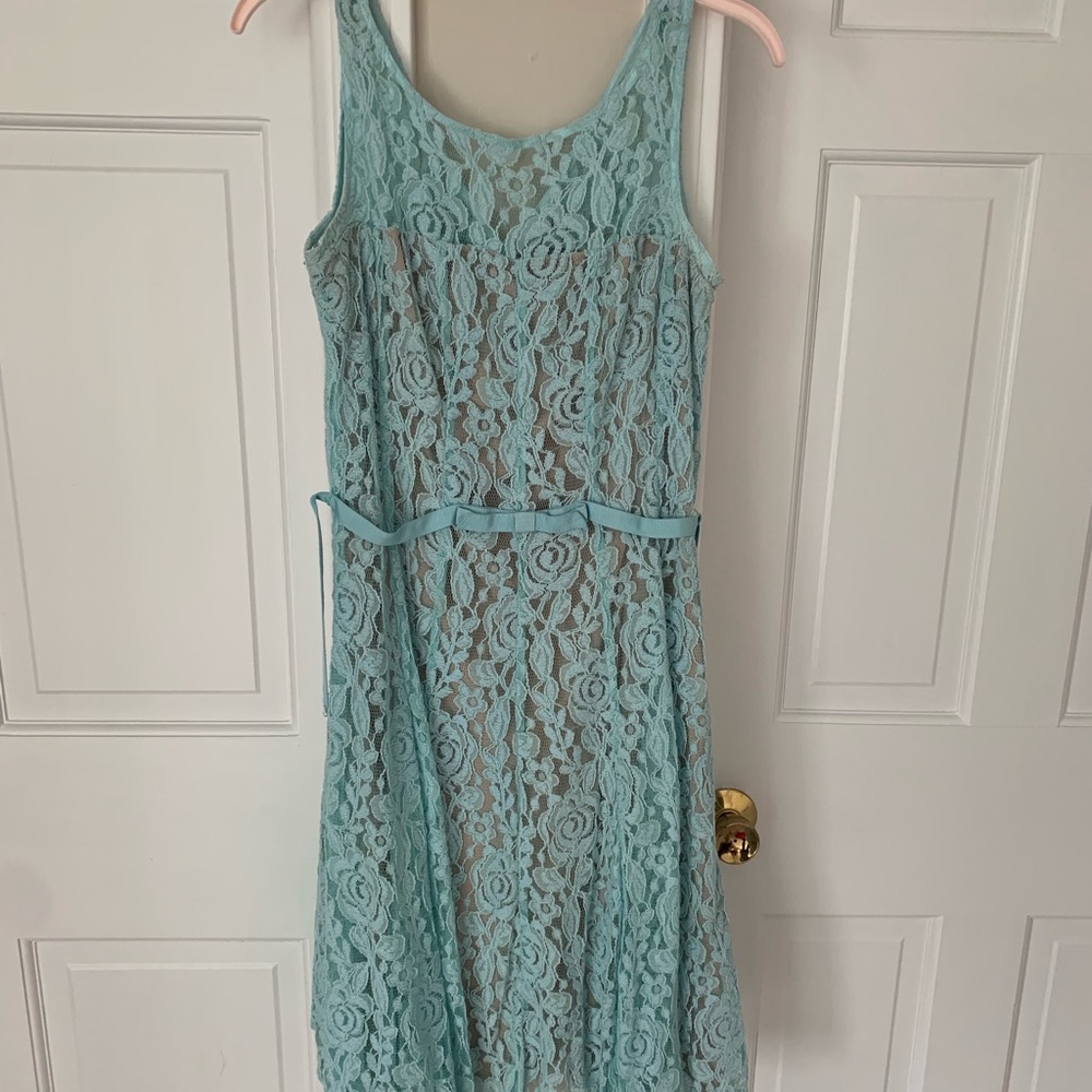 Sheer top blue summer dress
